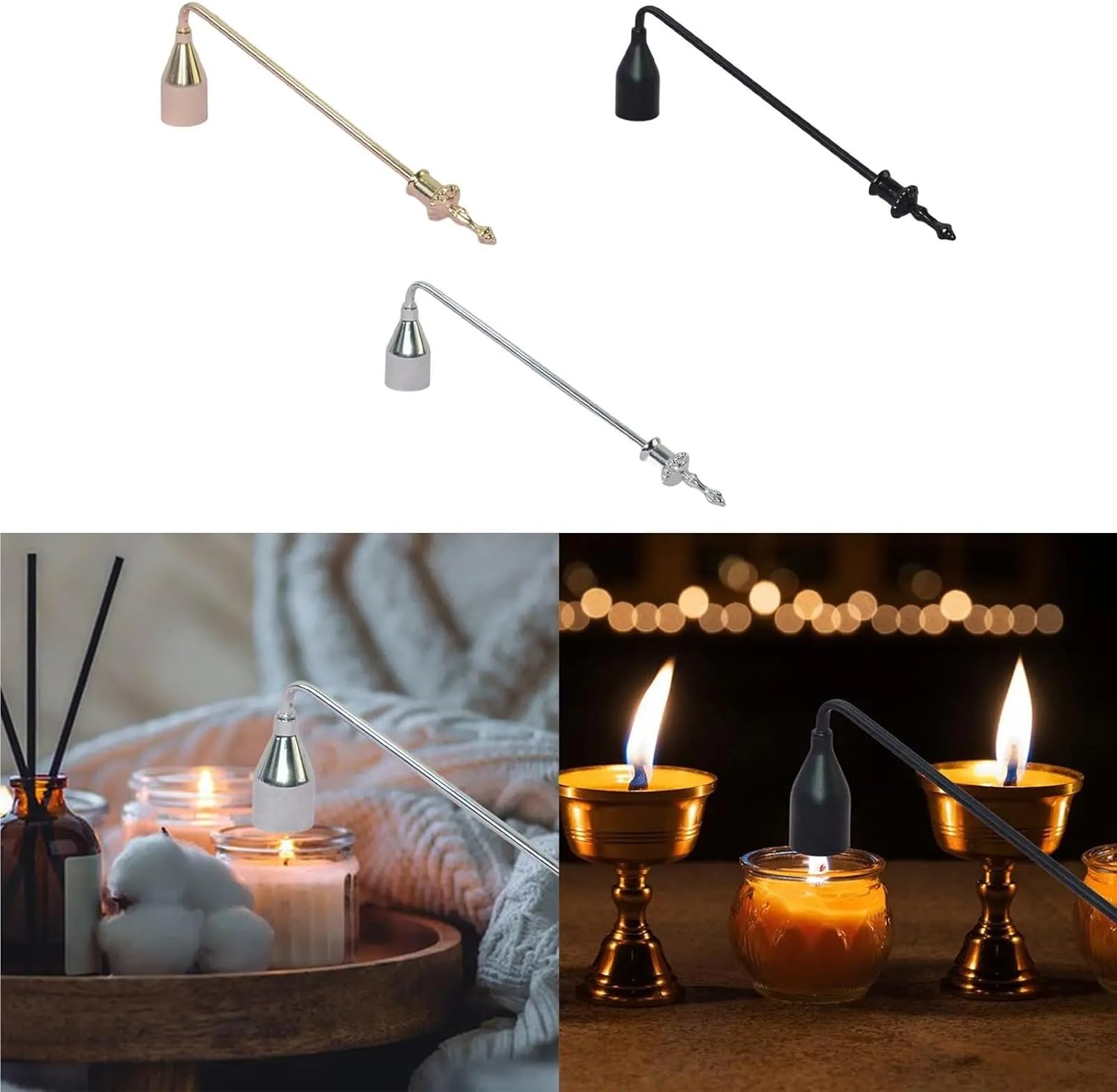 3Pcs Candle Snuffer Extinguisher with 9inch Design Black
