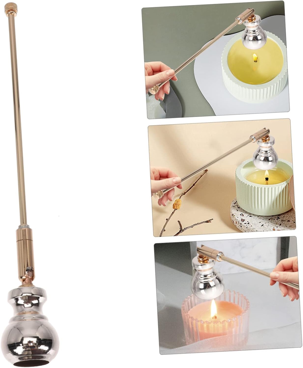 IMIKEYA 2pcs Gourd Shape Candle Snuffer Gold
