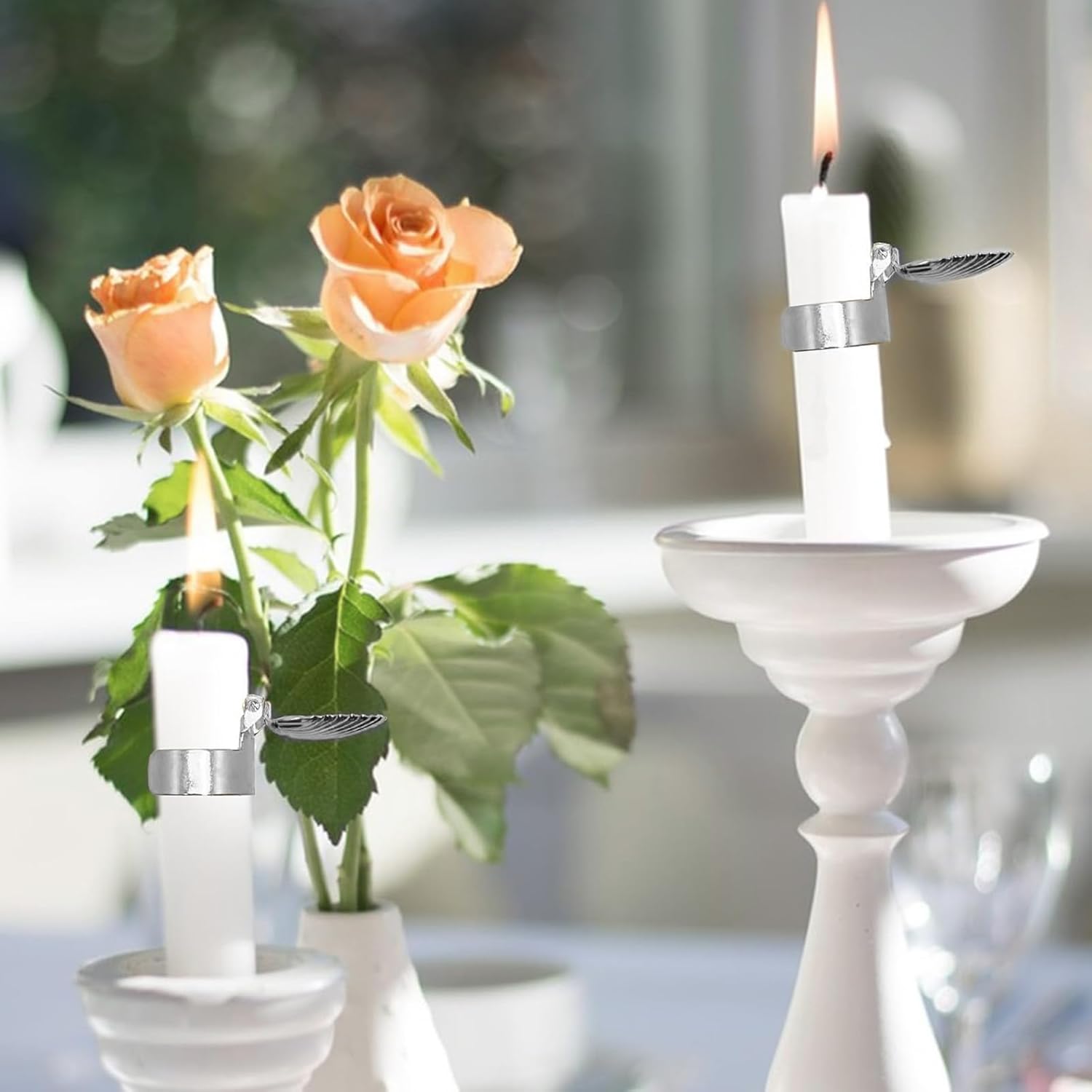 Tissting Candle Snuffer Set of 4 Automatic Iron Shell Candlesnuffers Silver