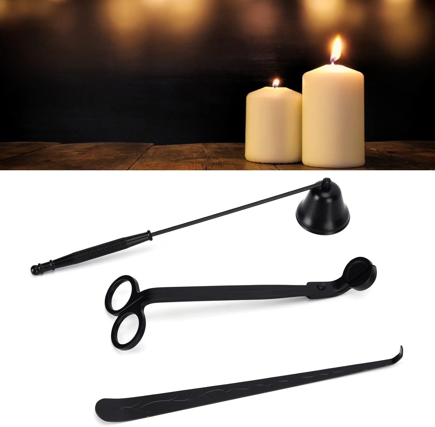 3PCS Candle Accessory Set with Wick Trimmer Snuffer and Dipper