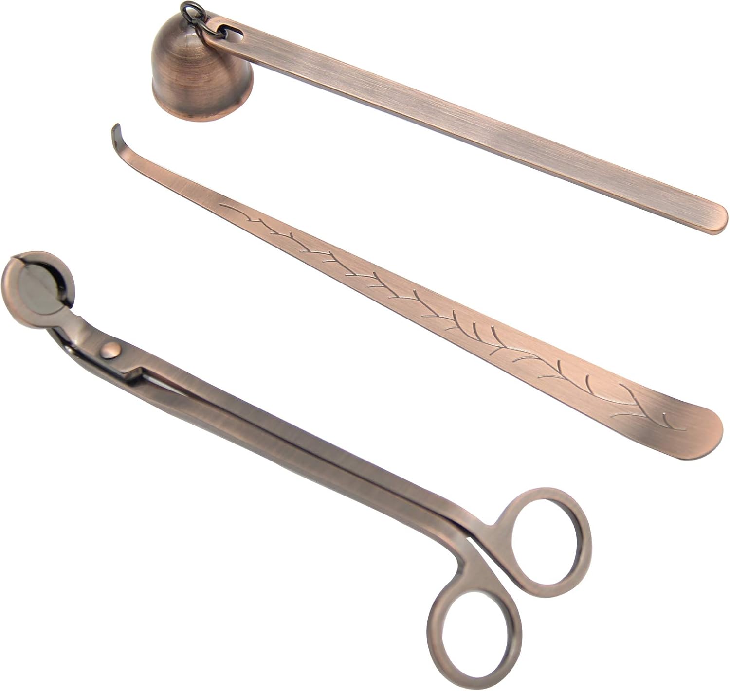 3 in 1 Candle Accessories Set Red Copper Includes Snuffer Trimmer Dipper