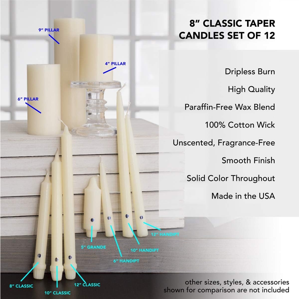 Colonial Candle Unscented Taper Candle 10 In Pack of 12