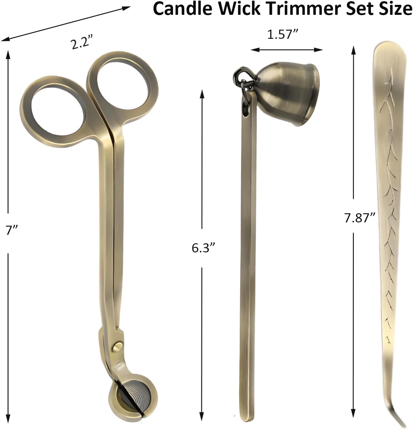 3 in 1 Candle Accessory Set with Wick Trimmer Snuffer and Dipper