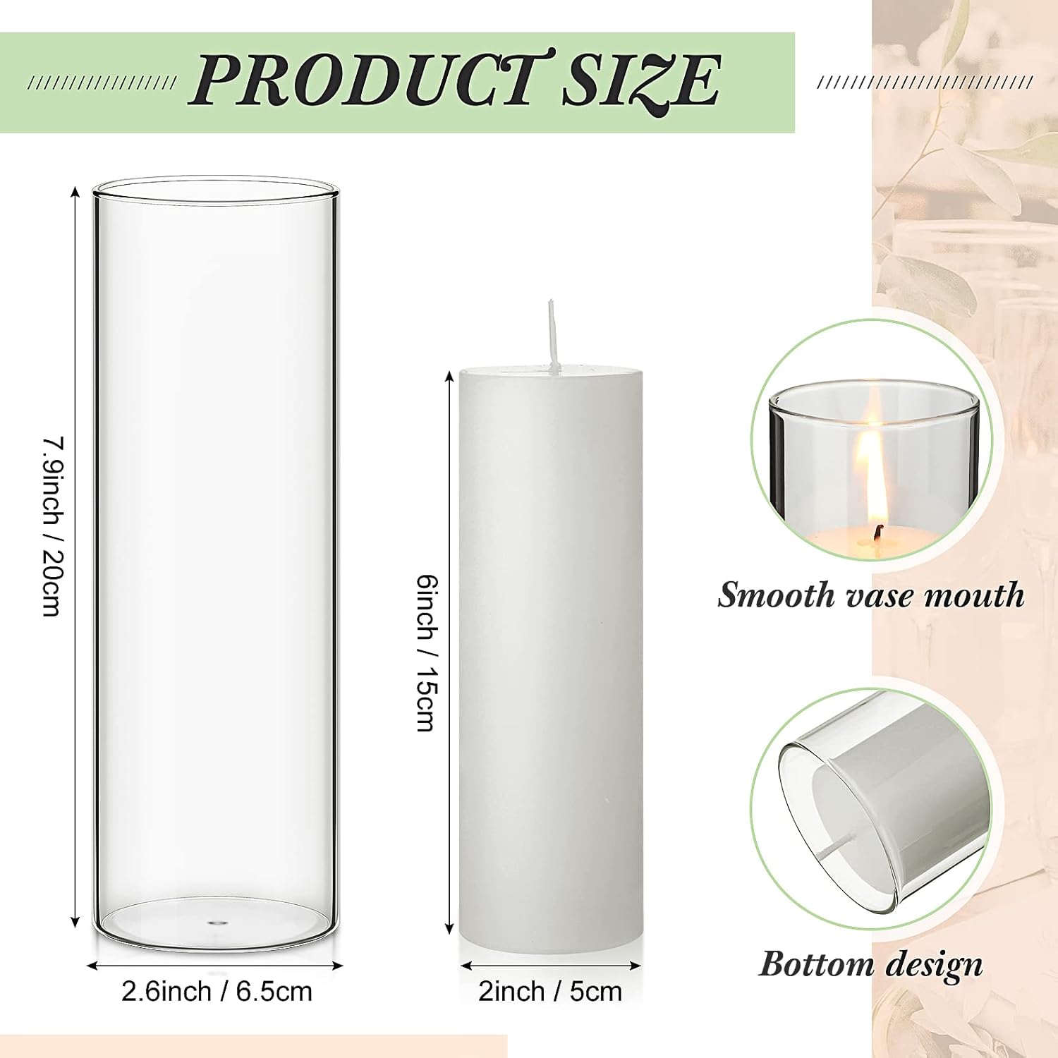 24 Pack White Pillar Candles with Glass Holders for Wedding Centerpieces