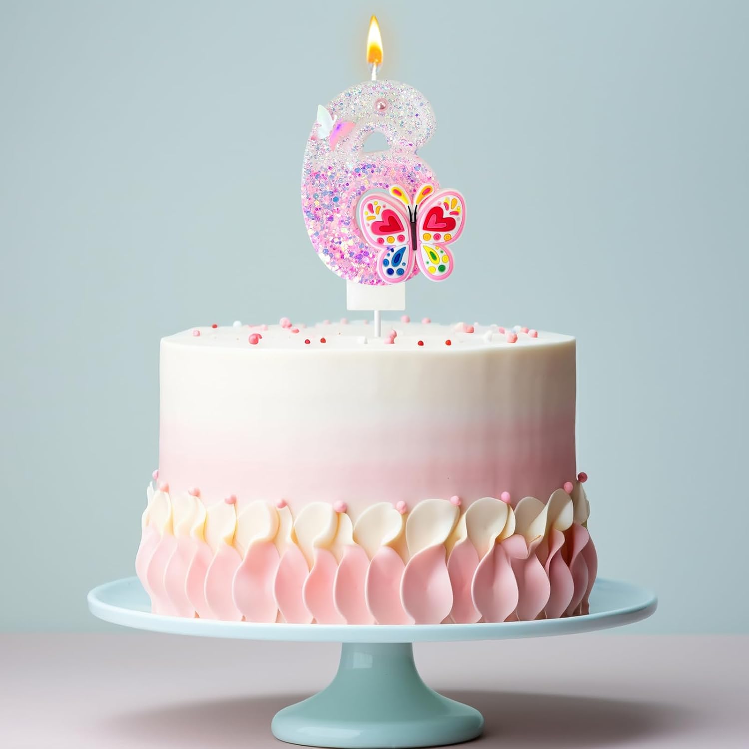 Pink Butterfly Birthday Candles for Girls and Women