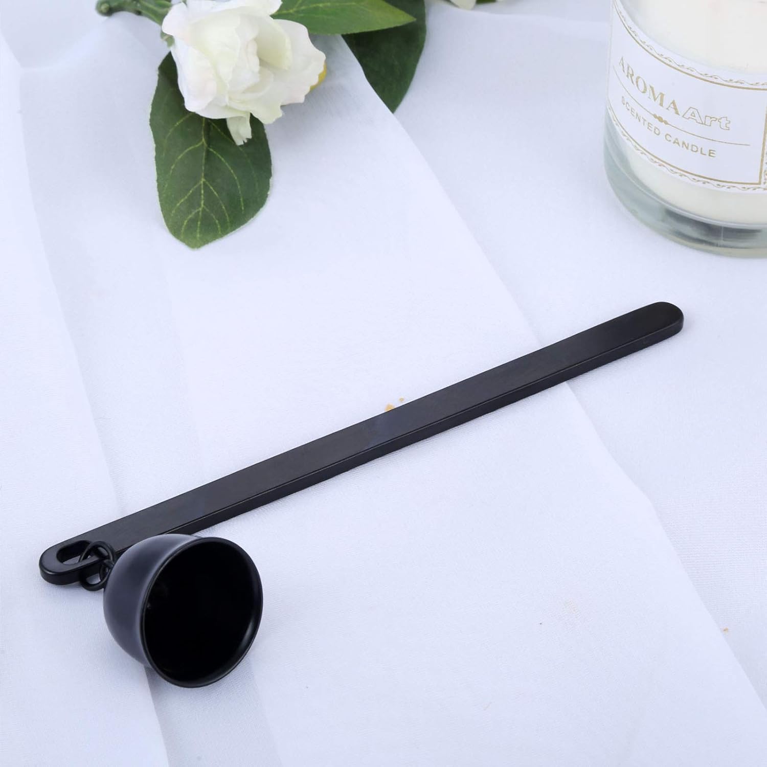 MUXSAM Candle Extinguisher Snuffer - Bell Shaped Stainless Steel Wick Flame Snuffer Black
