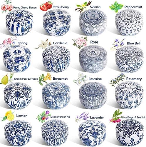 JHENG Set of 16 Soy Wax Aromatherapy Candles with Lid
