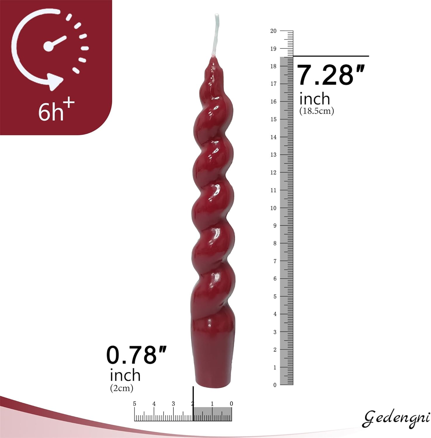 Gedengni 7 Inches Spiral Taper Candles Red Candlesticks for Holiday Wedding Party