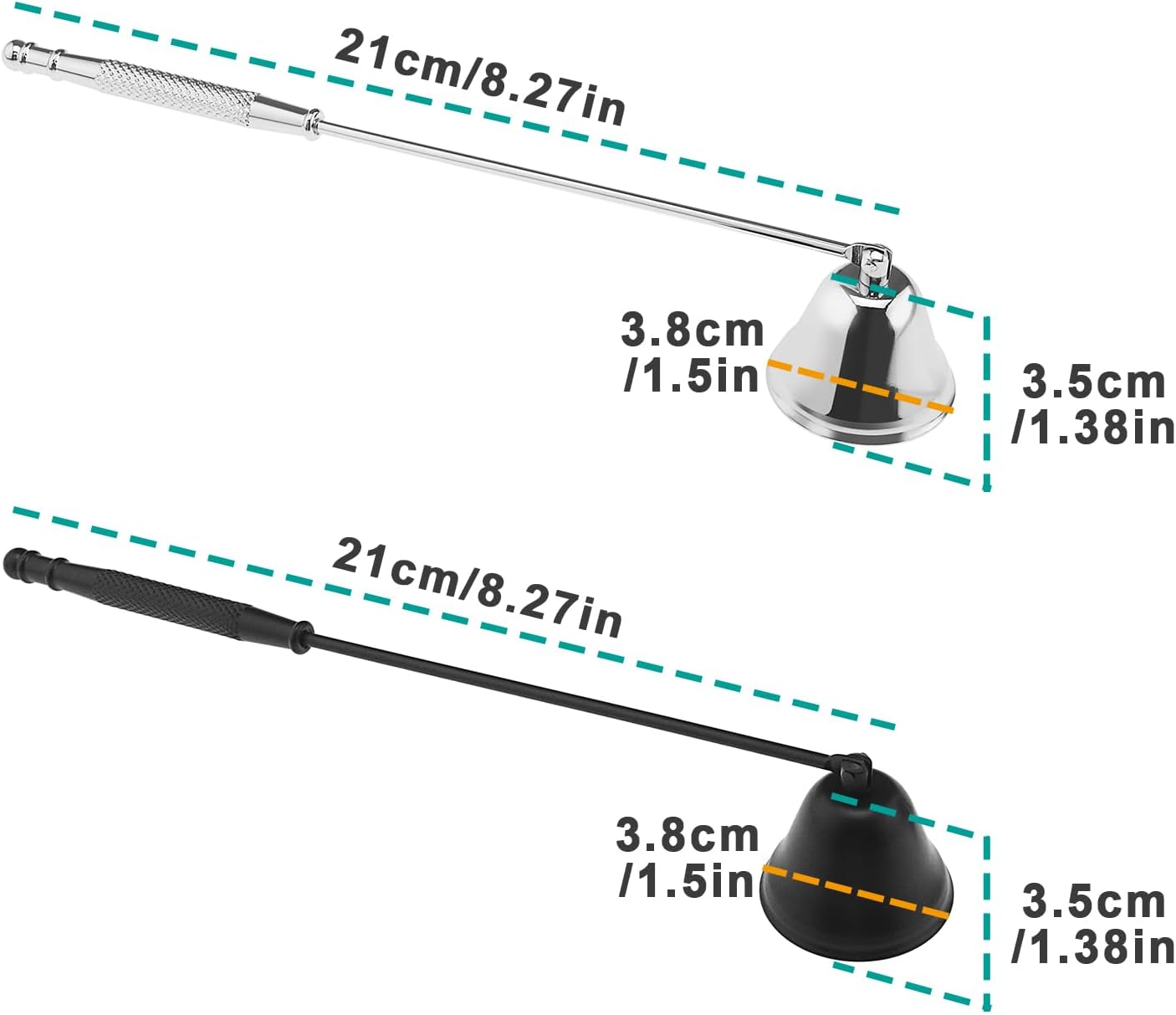 Stainless Steel Candle Snuffer Set 2pcs Silver Black