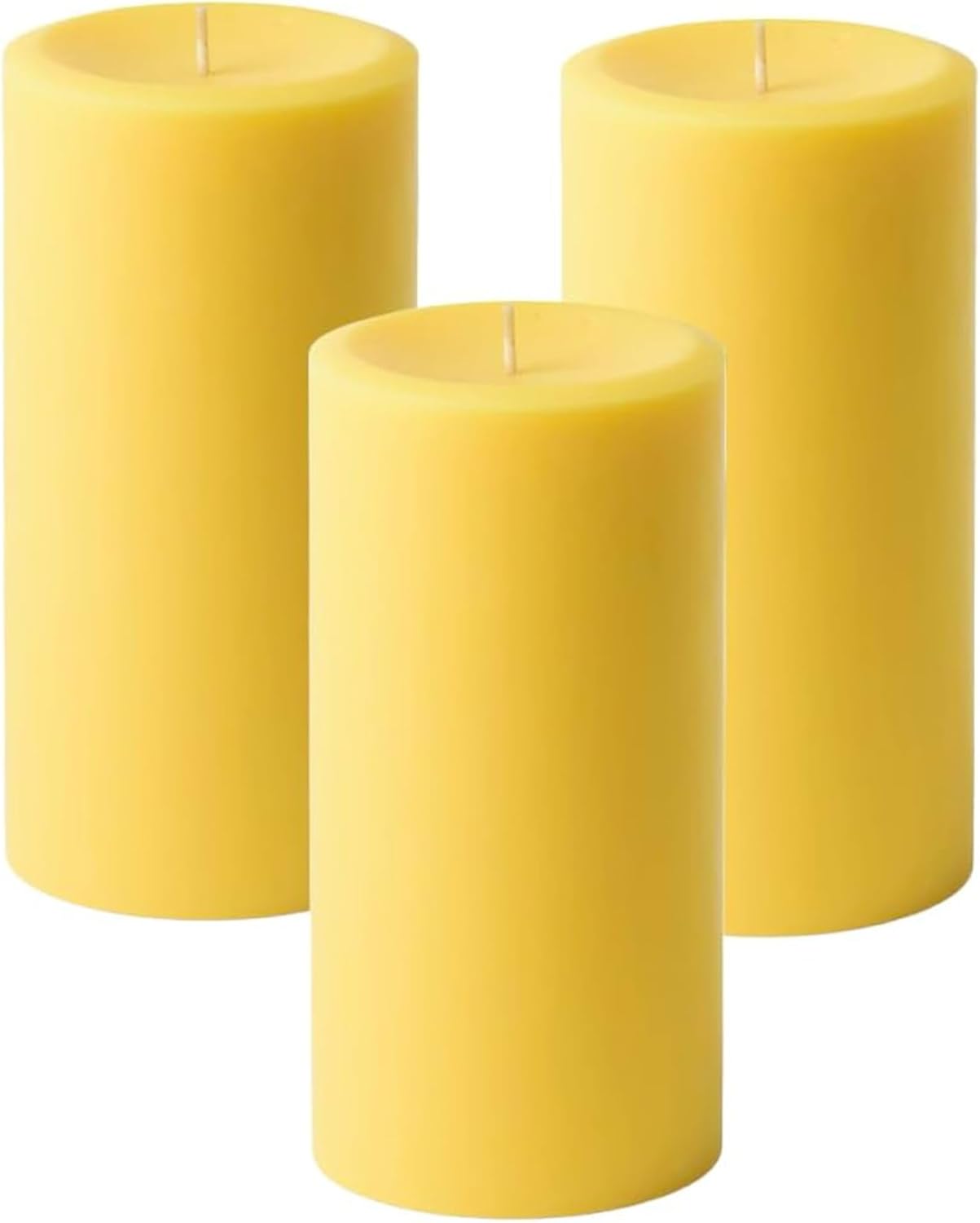 3 x 6 Yellow Pillar Candles Set of 3 Unscented