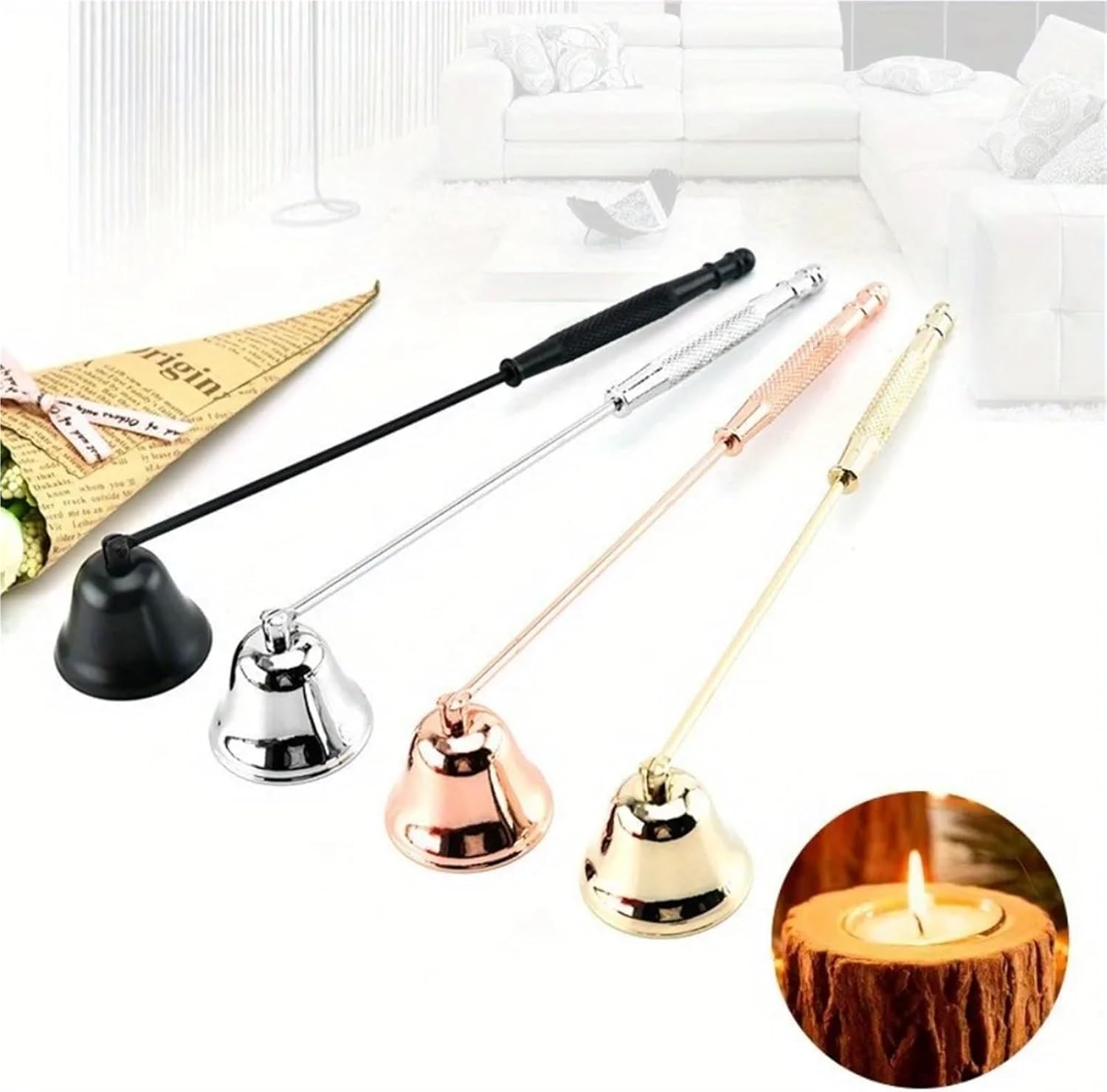 6Pcs Multi Color Candle Snuffer with Long Handle