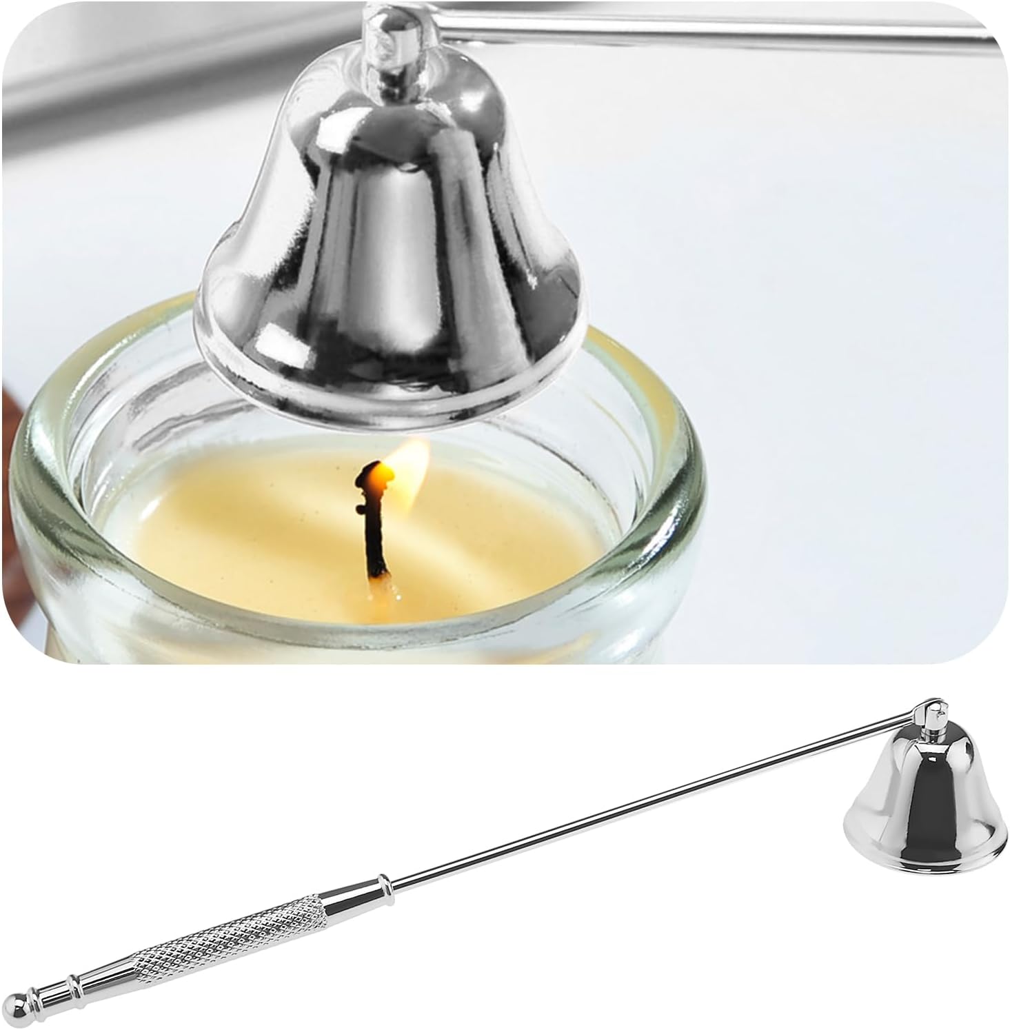 Stainless Steel Candle Snuffer Set 2pcs Silver Black
