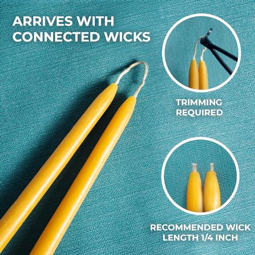 CANDWAX 10 Inch Beeswax Candle Set of 4 - Dripless