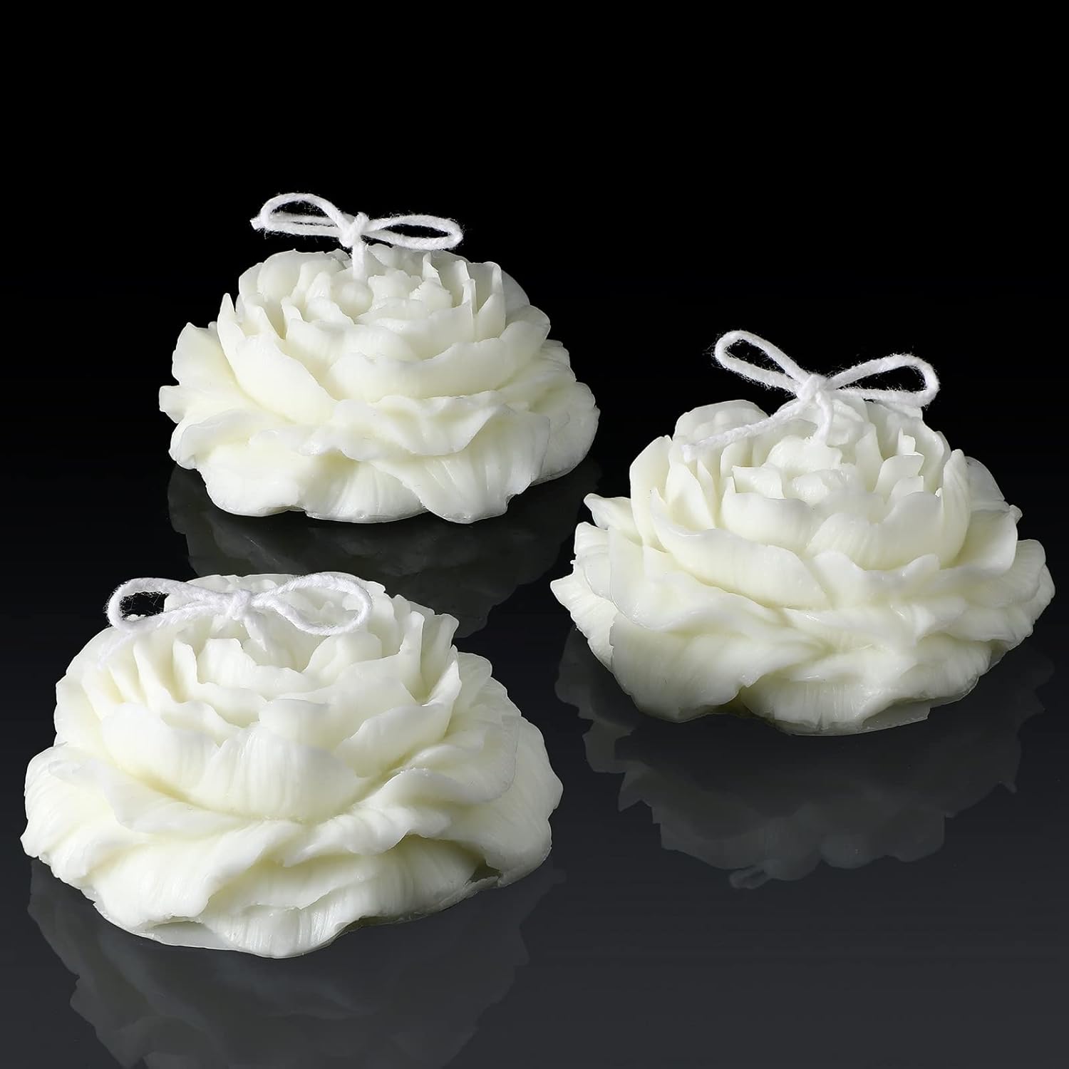 Roowest 3 Pcs Flower Shaped Soy Wax Candles