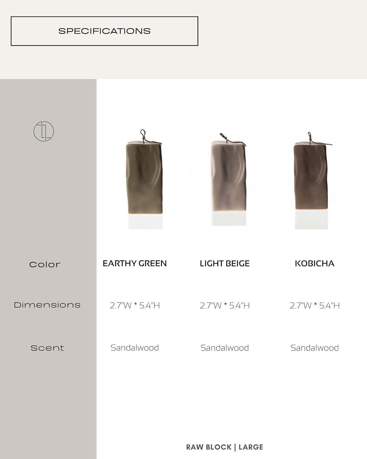 LAWA Raw Block Candle - Earthy Green Large