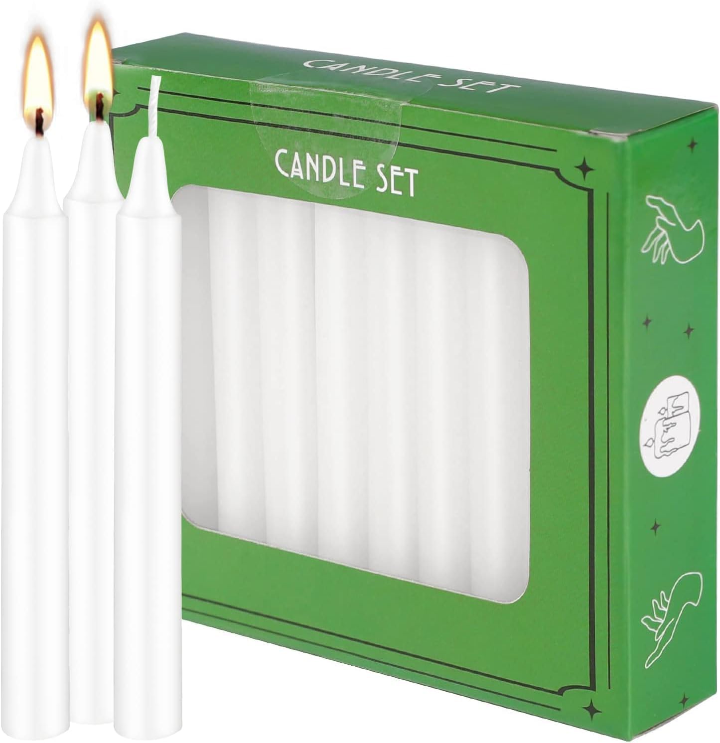 40 Piece White Spell Chime Candle Set - Premium Mini Taper Candles