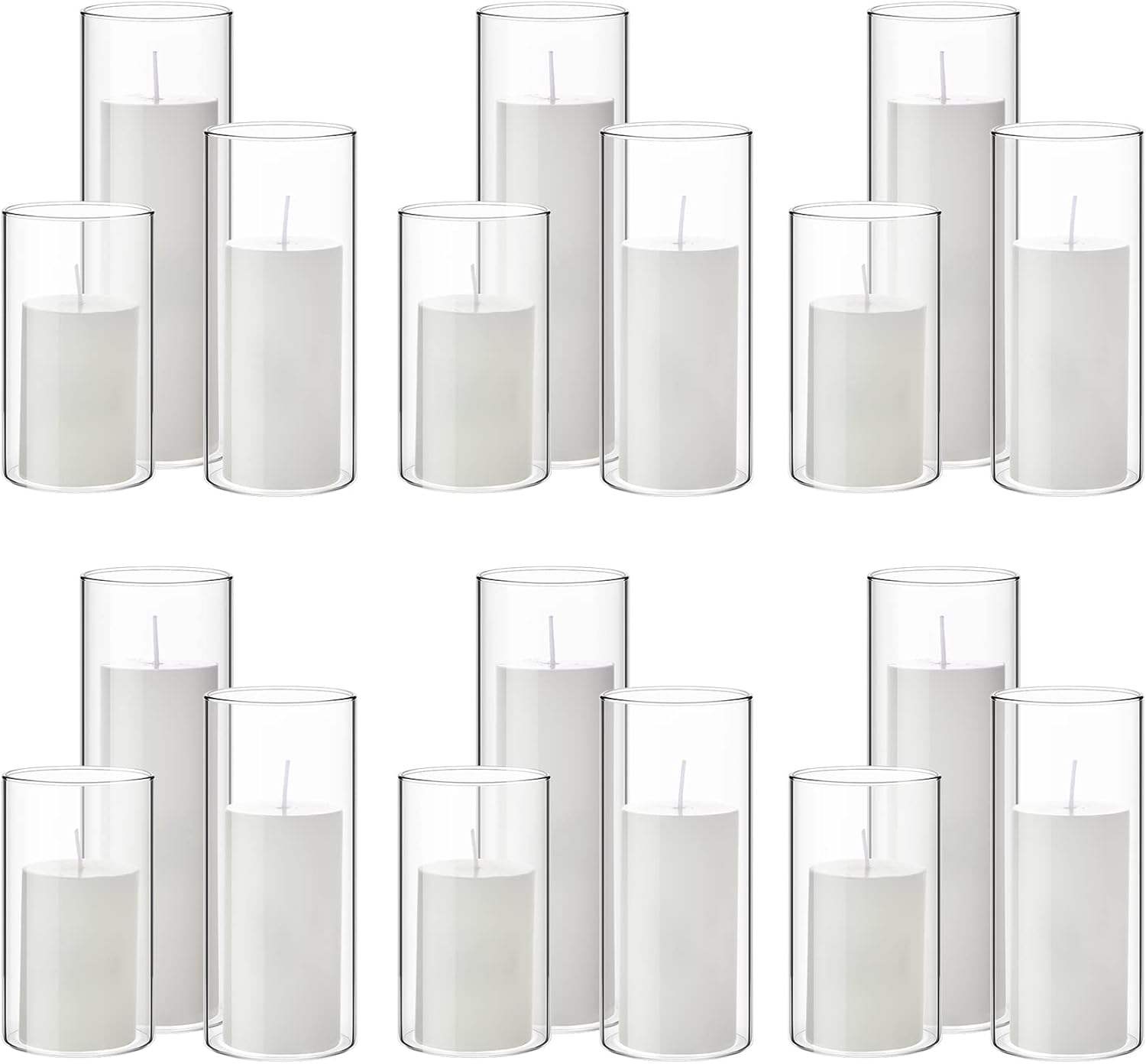 Shihanee 36 Pcs Pillar Candles and Glass Vases Set