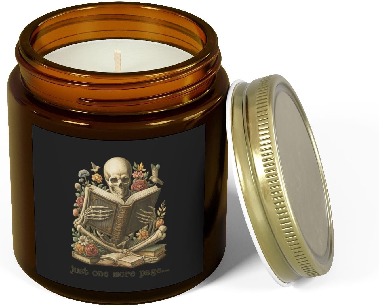 Skeleton Reading Scented Candle Halloween Decor