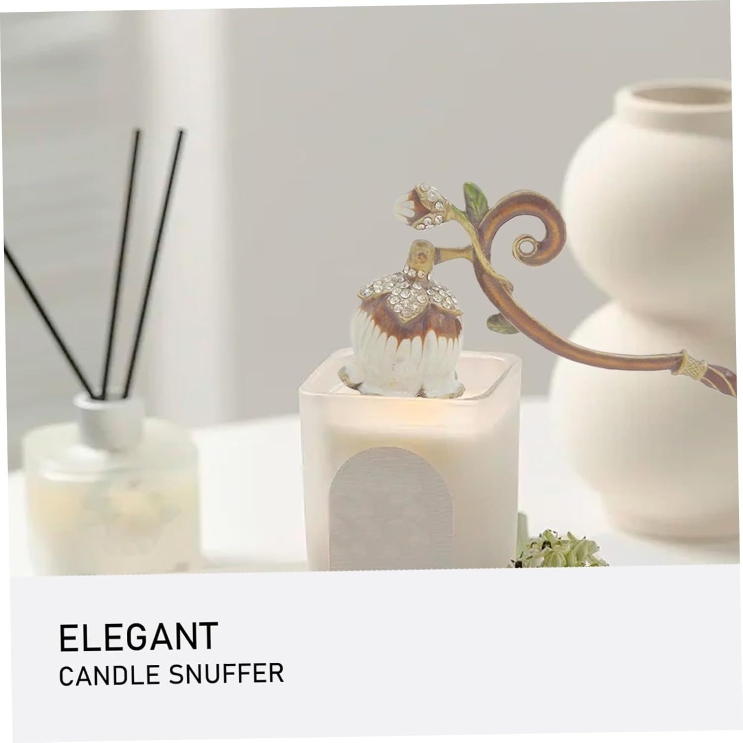 Elegant Lily of the Valley Candle Snuffer 63 Metal Handle Extinguisher