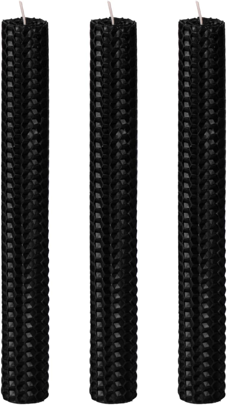 KONNI Black Beeswax Taper Candles Pack of 3