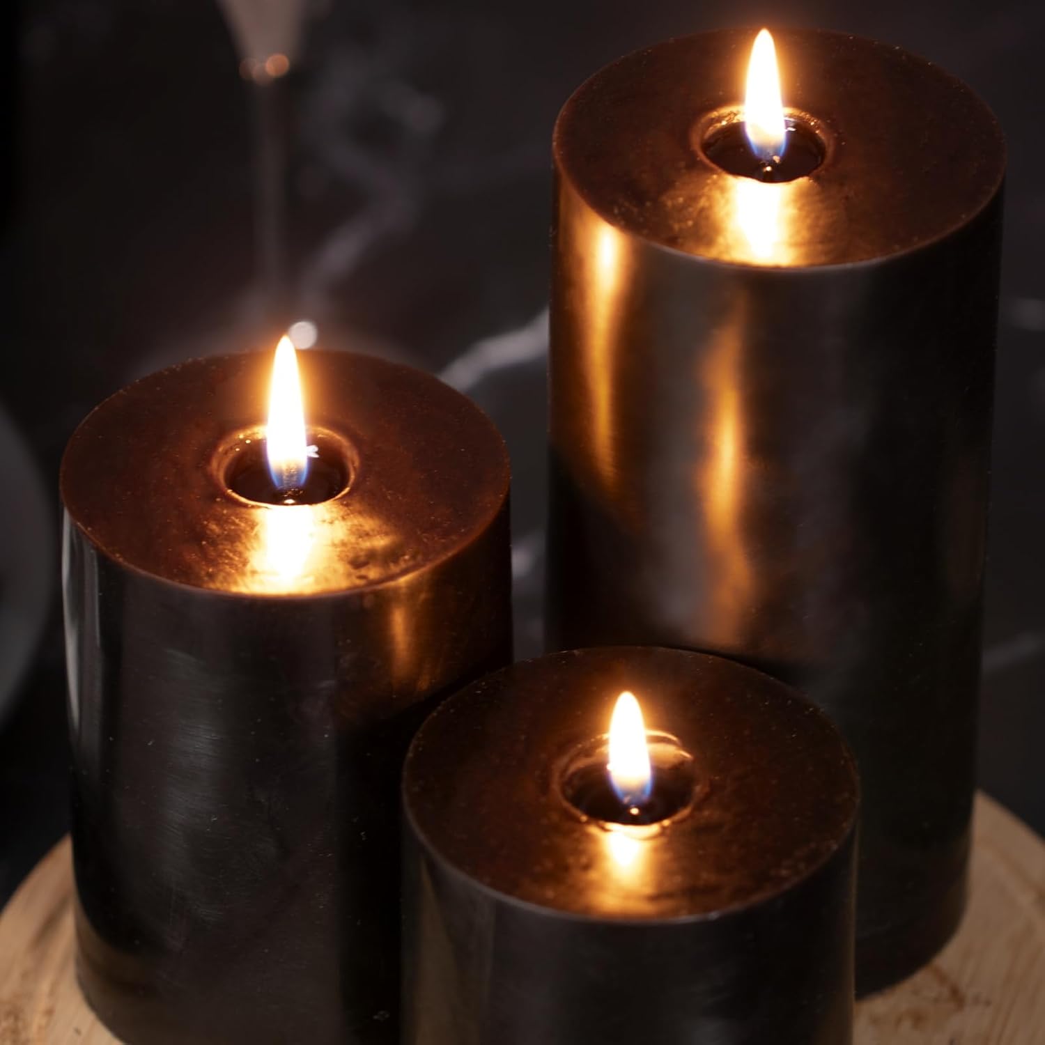 KONNI Unscented Pillar Candles Set of 3 3x4 Inches Smokeless Dripless