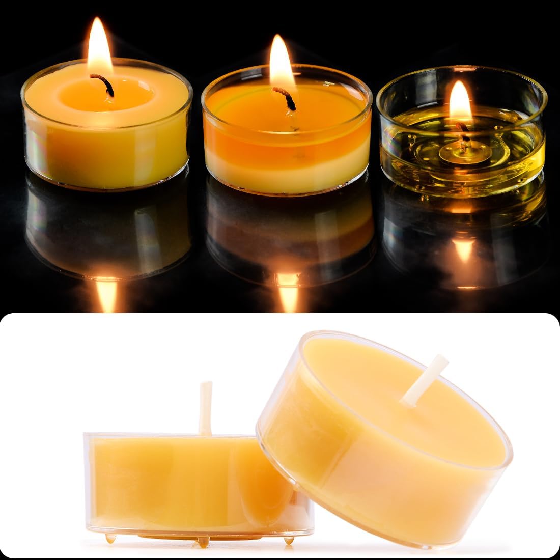 16 Pack Natural Beeswax Tea Light Candles with Extended Burn Time