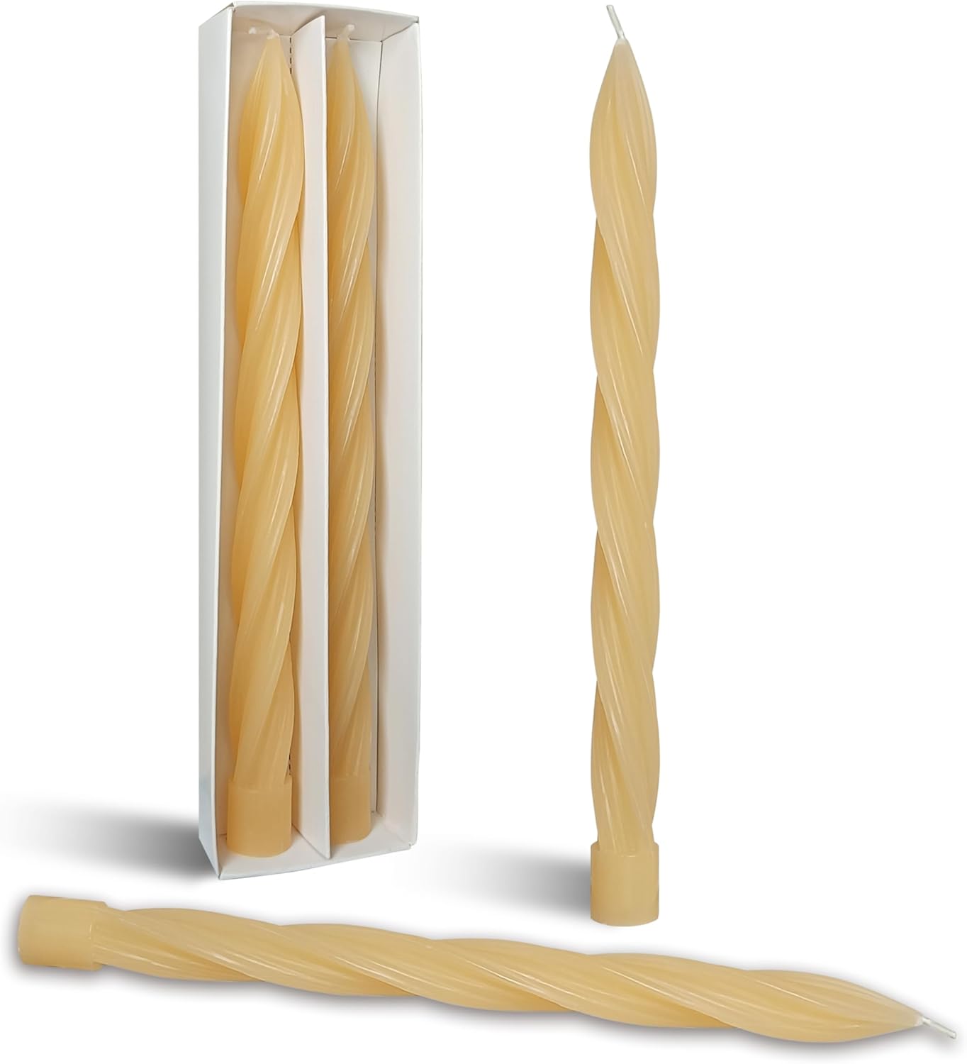 Yellow Twisted Taper Candle 10 Inch Smokeless 2 PCS
