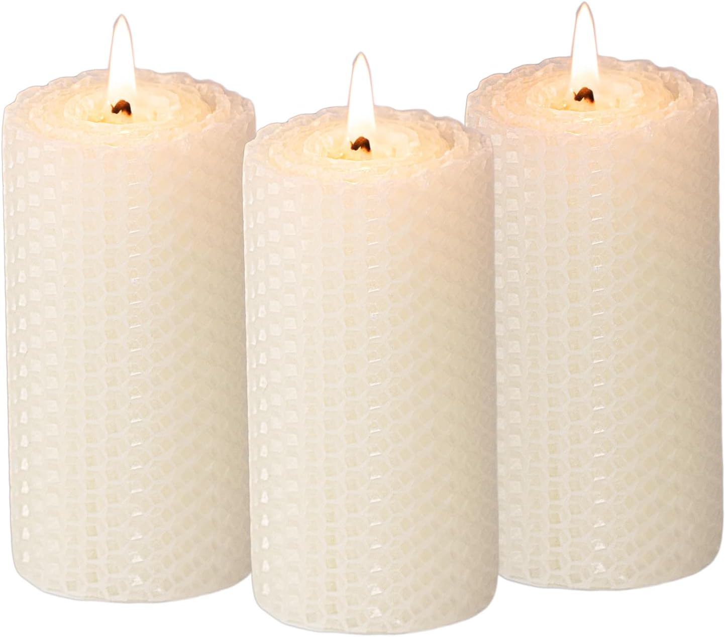 KONNI Beeswax Pillar Candles Set of 3 2x4inch