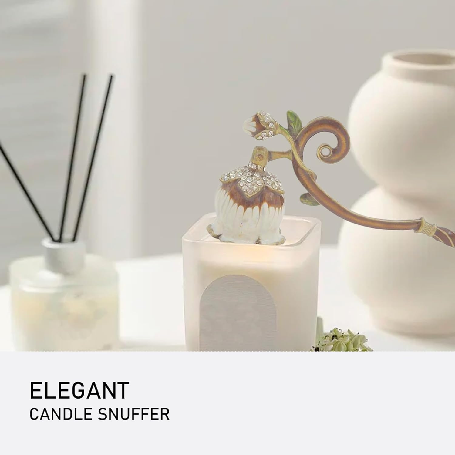 Elegant Lily of the Valley Candle Snuffer with Long Handle