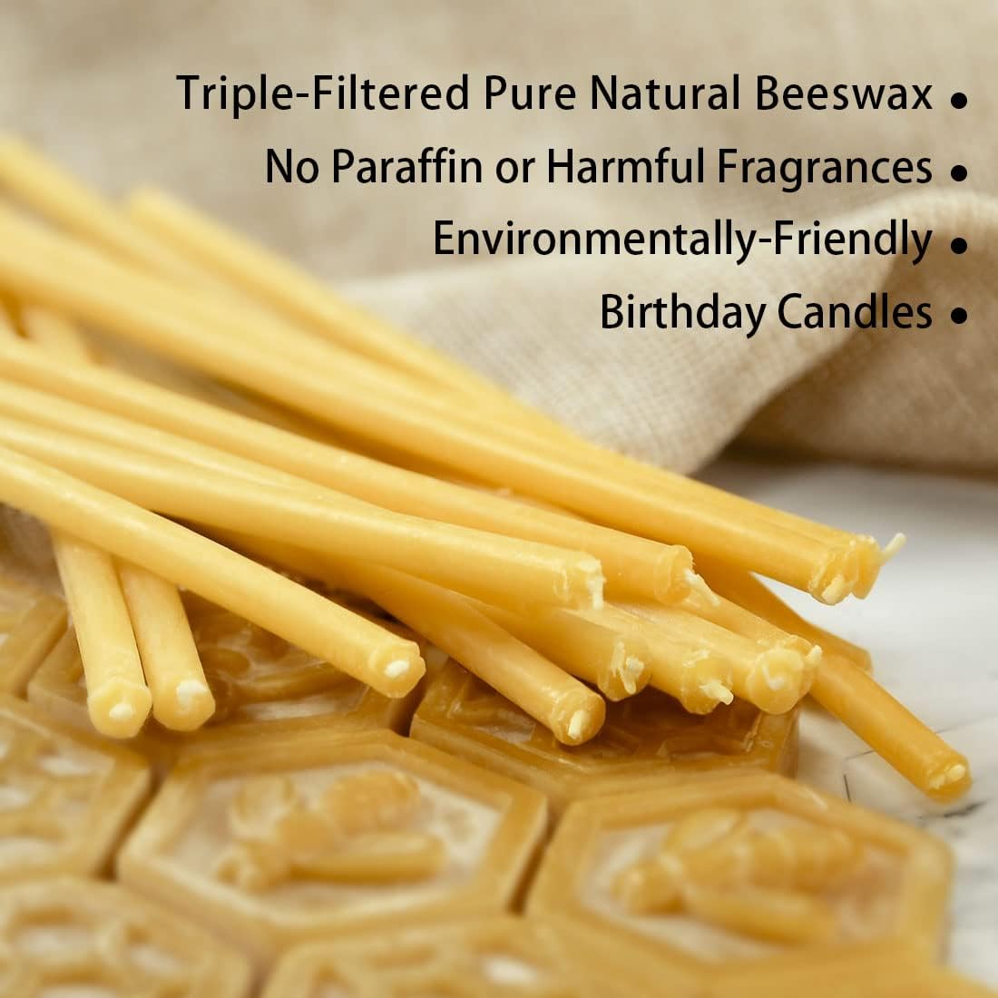 DEYBBY Beeswax Birthday Candles 50 Count Taper Candles