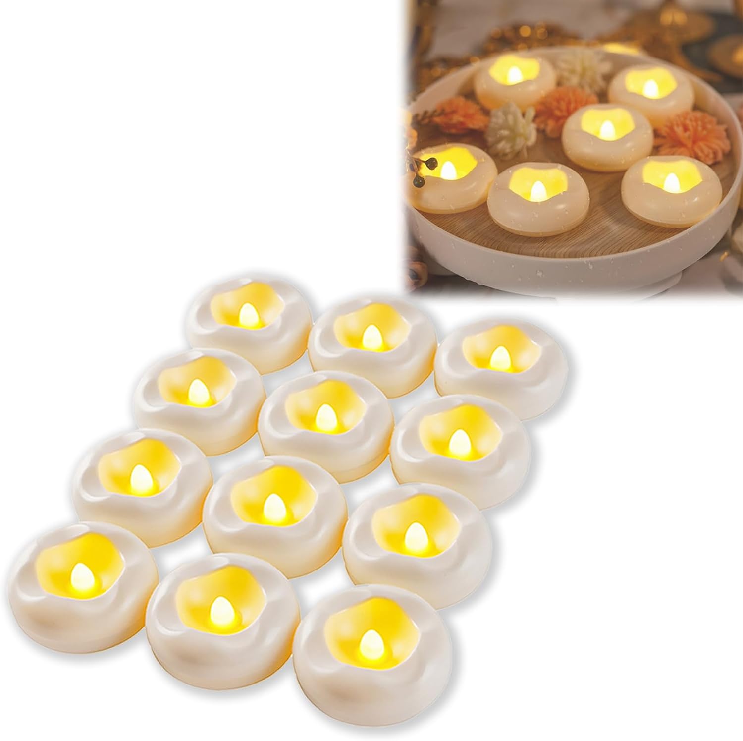 Eynshoo 12 Pack Floating Candles LED Tea Lights Waterproof