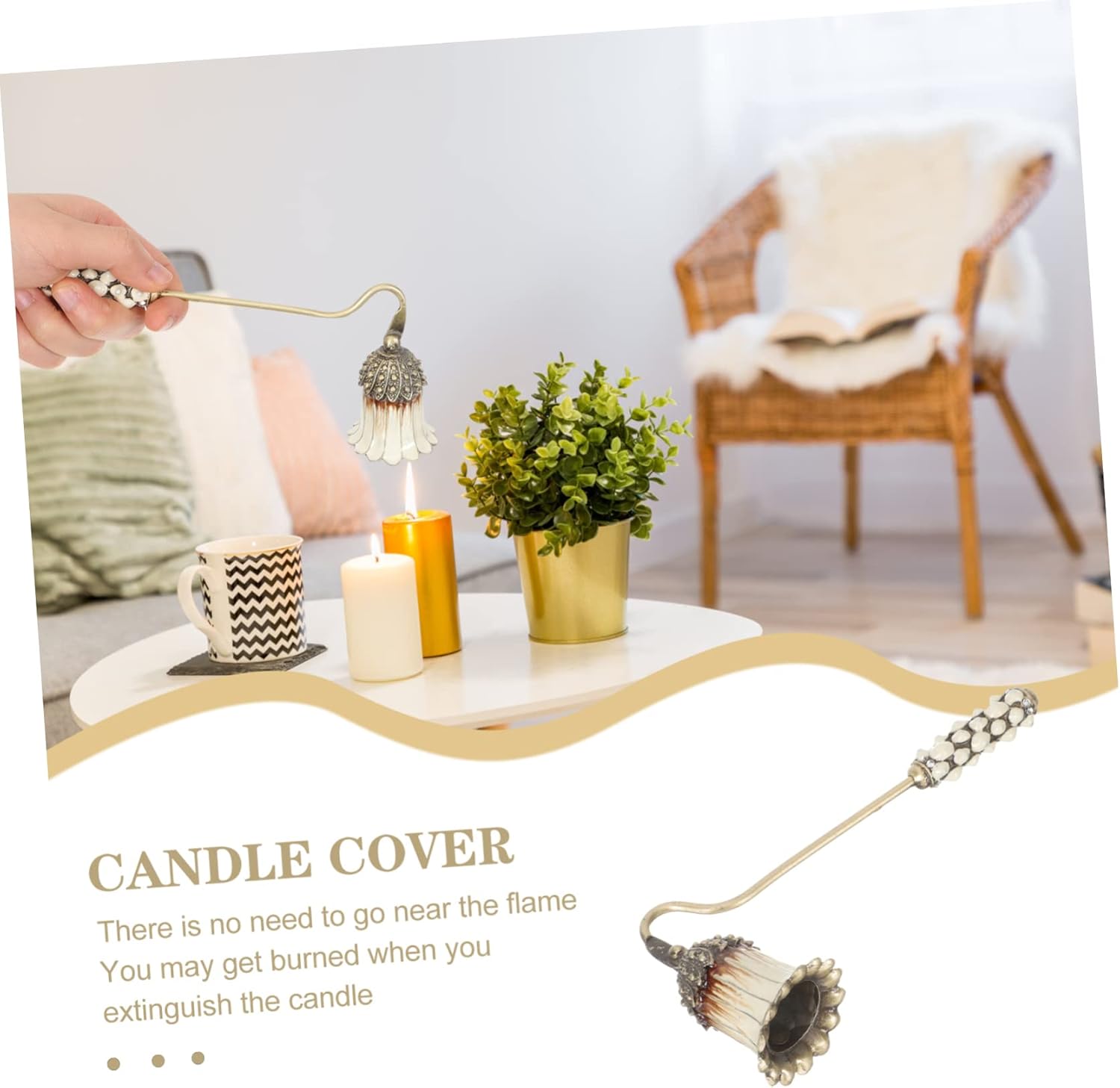 Metal Wick Snuffer Candle Extinguisher with Long Handle