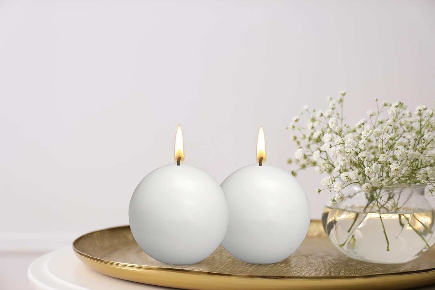 Bolsius 2 Count White Ball Candles - 275 Inch Dripless Smokeless