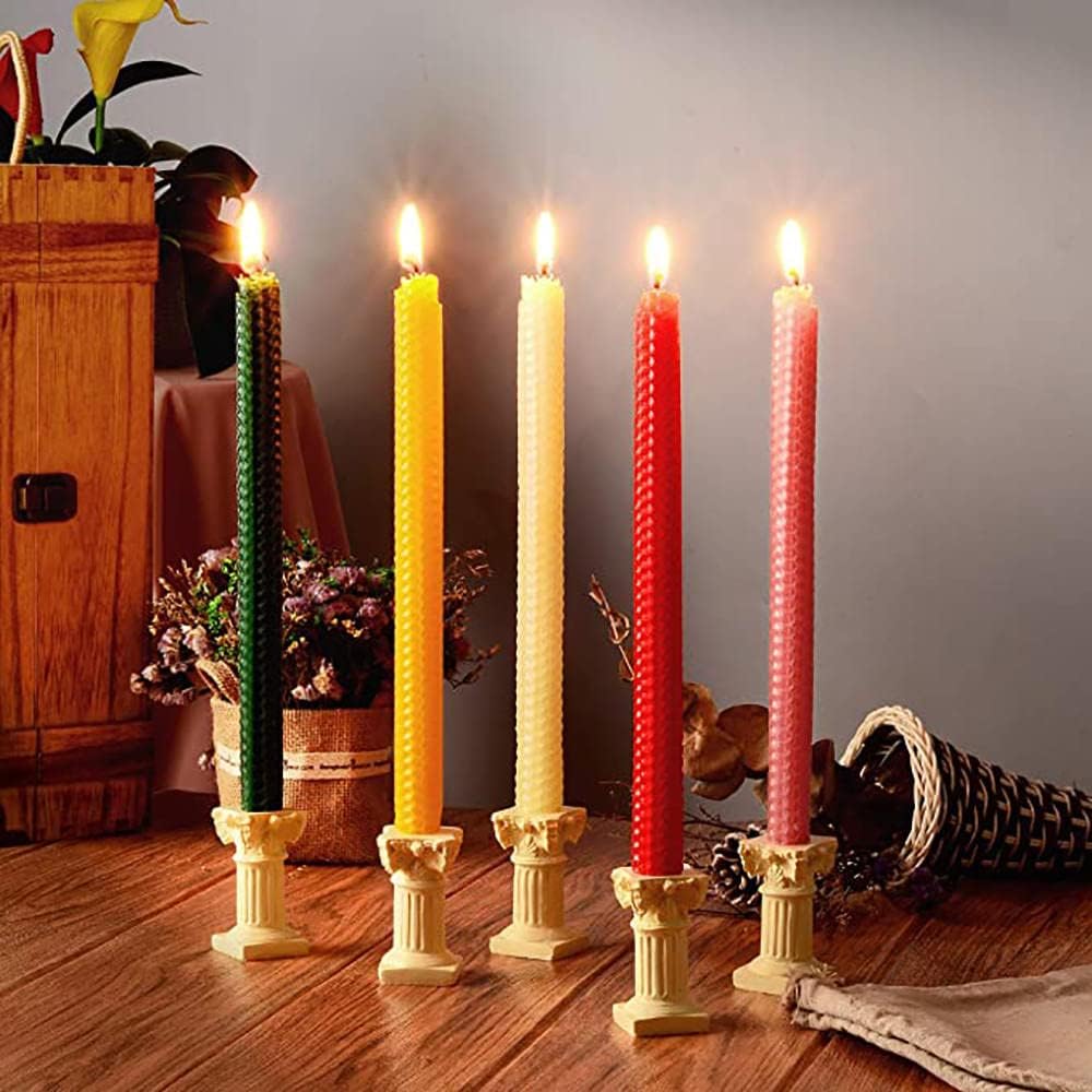 14 Pack Hand-Rolled Beeswax Taper Candles 8 Inch