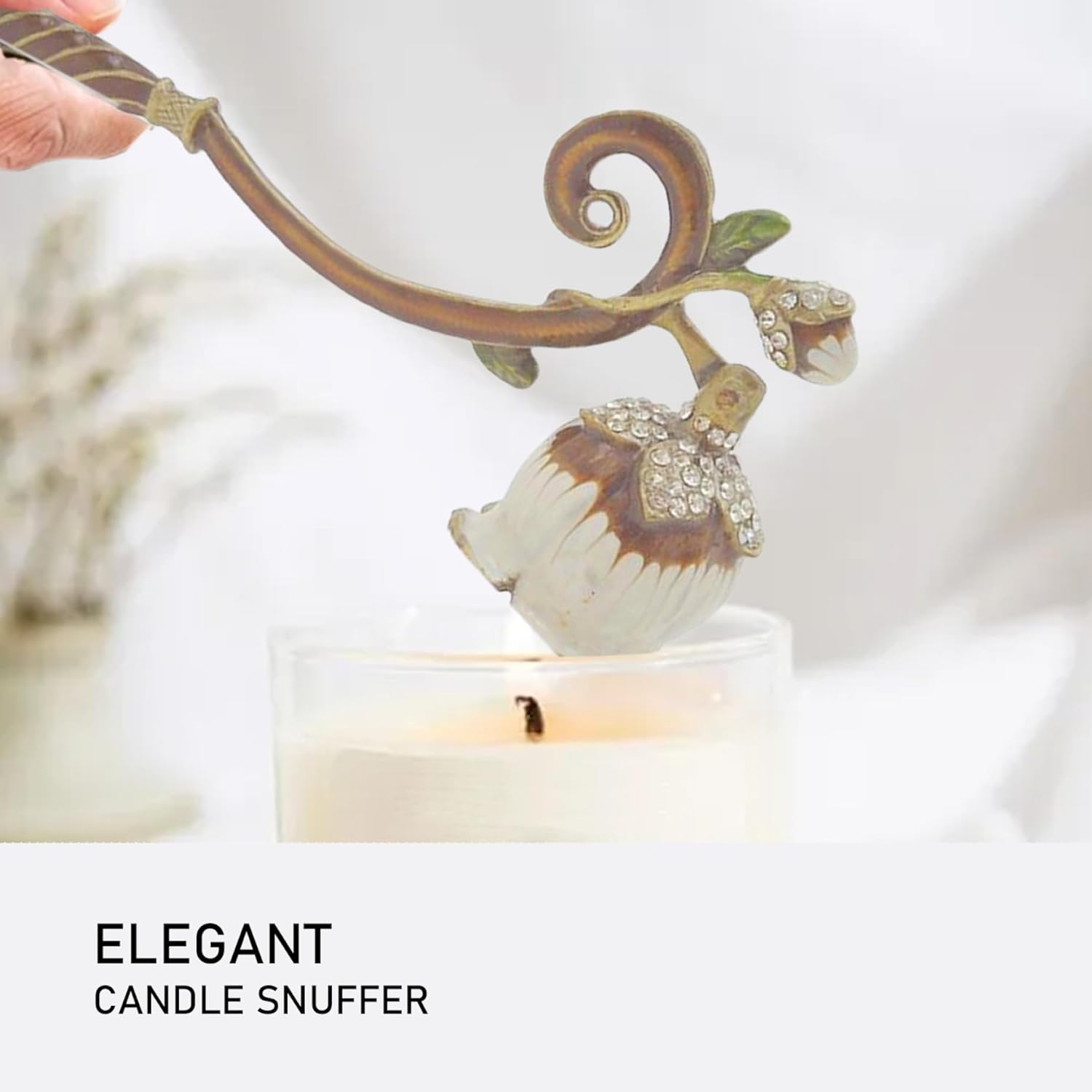 Elegant Lily of the Valley Candle Snuffer with Long Handle