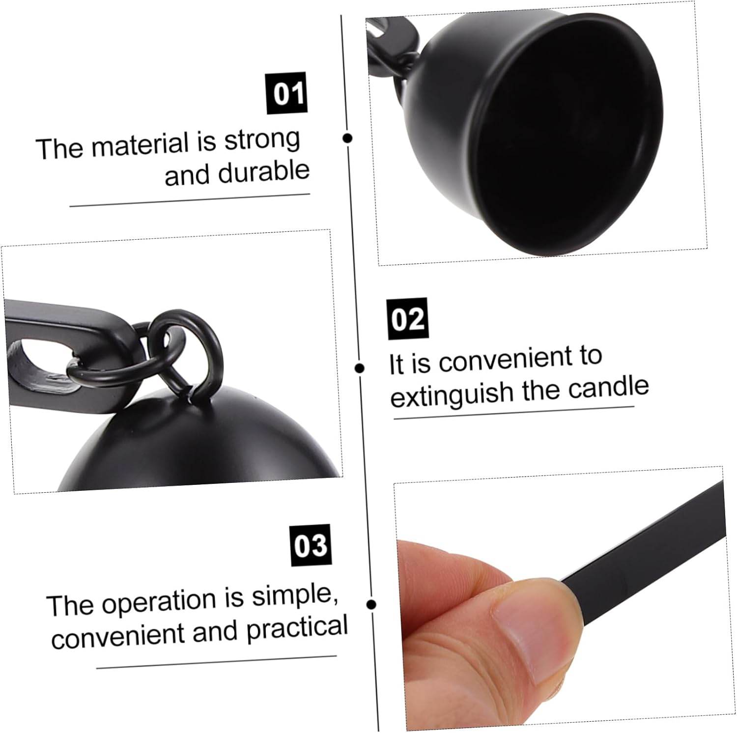 IMIKEYA Candle Snuffer with Long Handle Black Decor