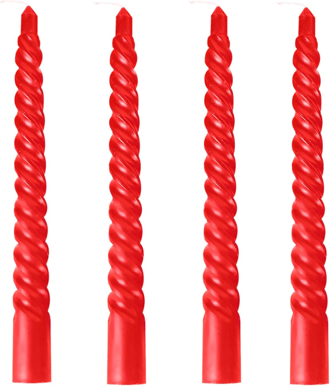 Red Taper Spiral Candles 8 Inch Set of 4