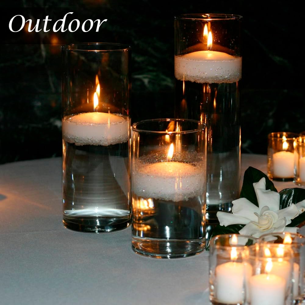 3 Inch White Floating Candles 12 Pack Dripless Smokeless