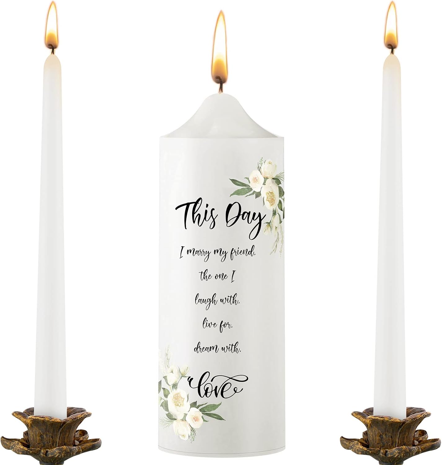 Frienda Unity Taper Candles Wedding Set With Eucalyptus Leaf