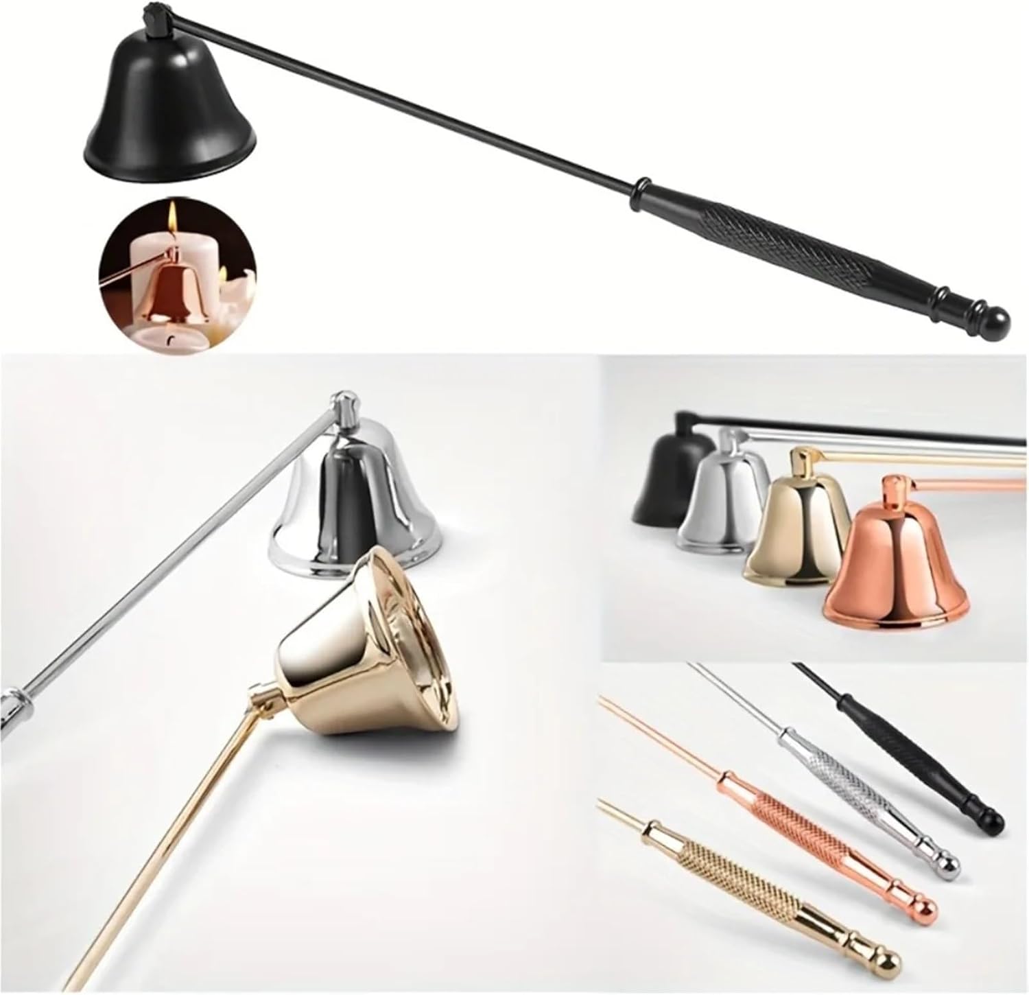 6Pcs Multi Color Candle Snuffer with Long Handle