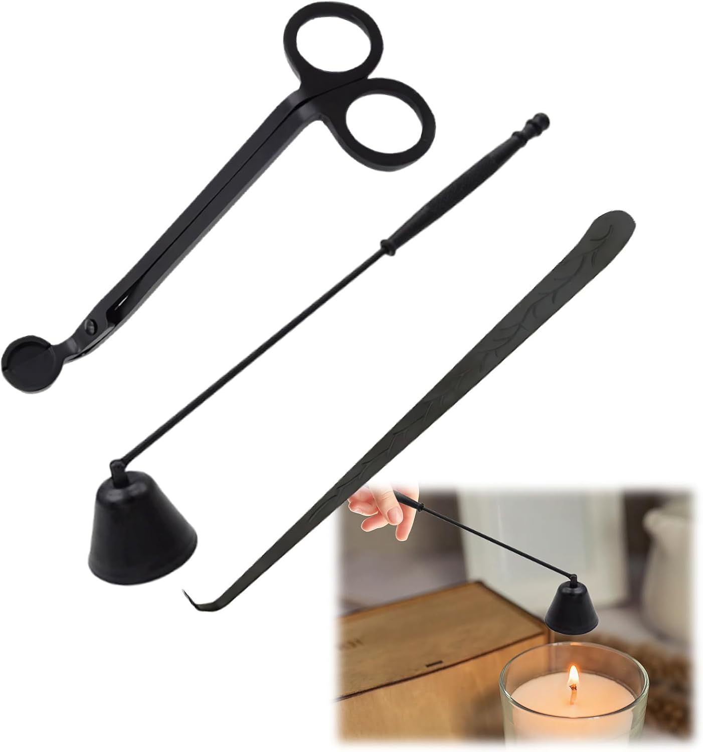 3 in 1 Candle Accessories Set with Snuffer and Wick Trimmer