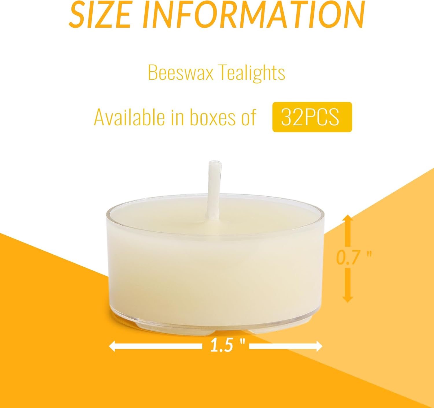 32 Count Pure Beeswax Tealight Candles - 4 Hour Smokeless Burn
