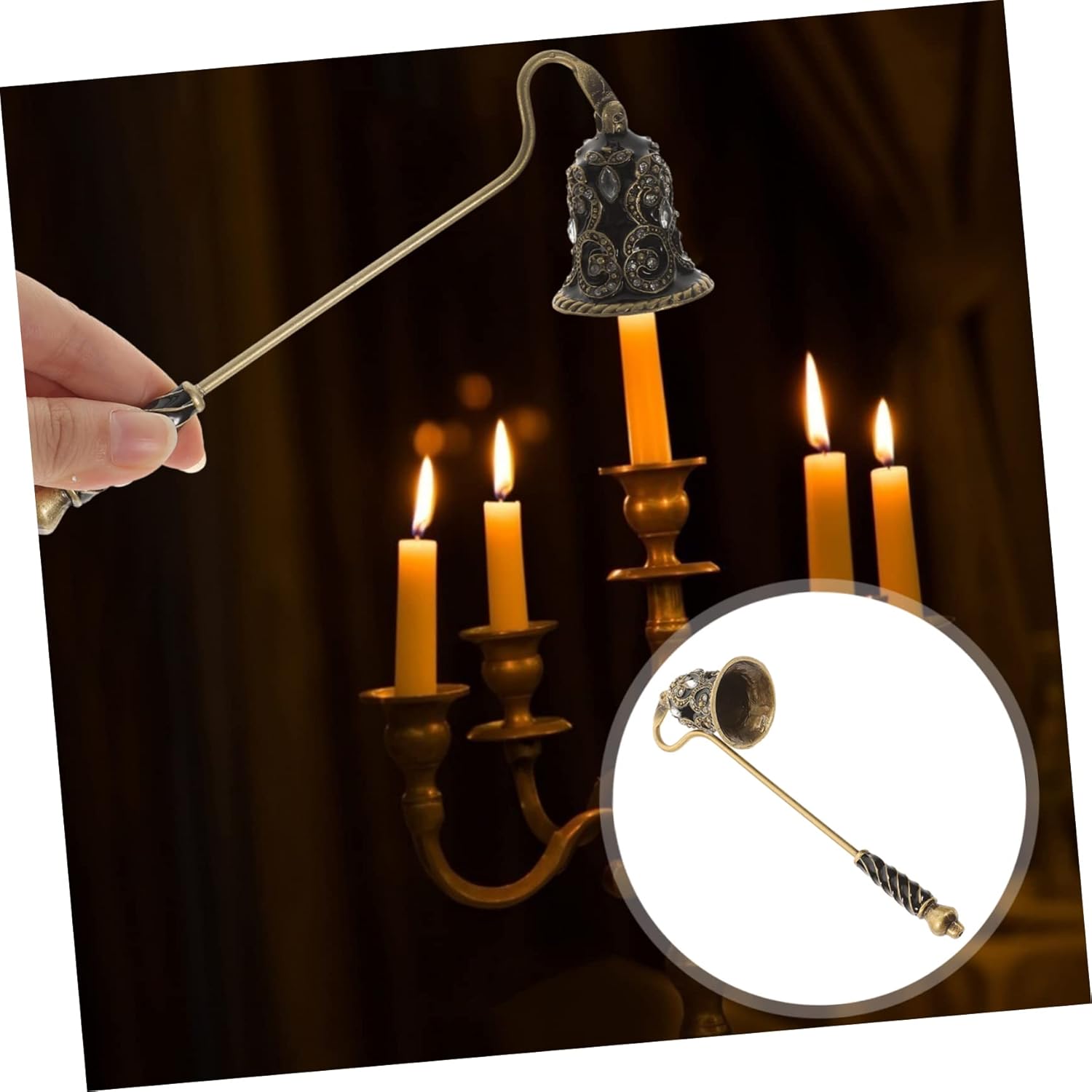 MAGICLULU Metal Candle Snuffer with Rhinestone Flower Design