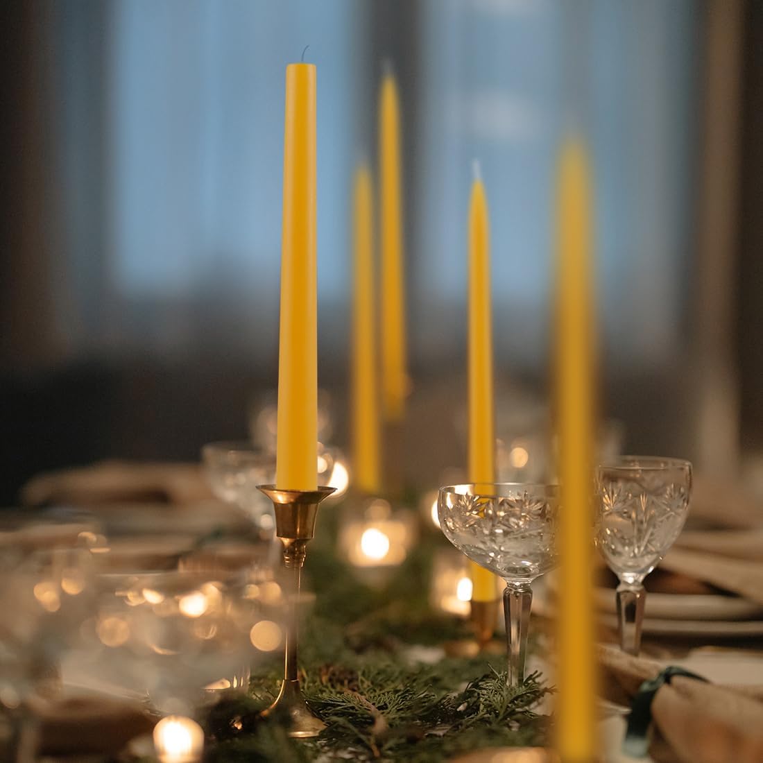 8 Inch Beeswax Taper Candles 4 Pack - Yellow