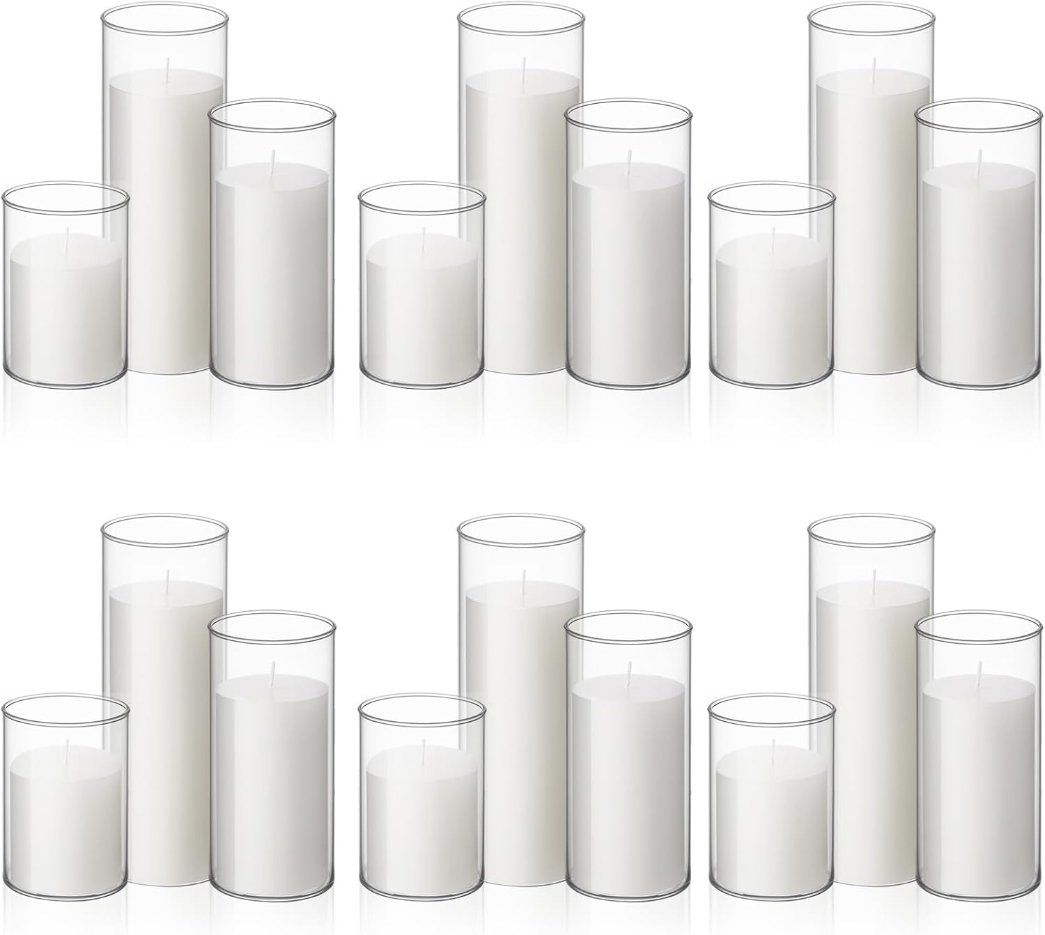 Shihanee 36 Pcs Pillar Candles and Glass Vases for Wedding Centerpieces