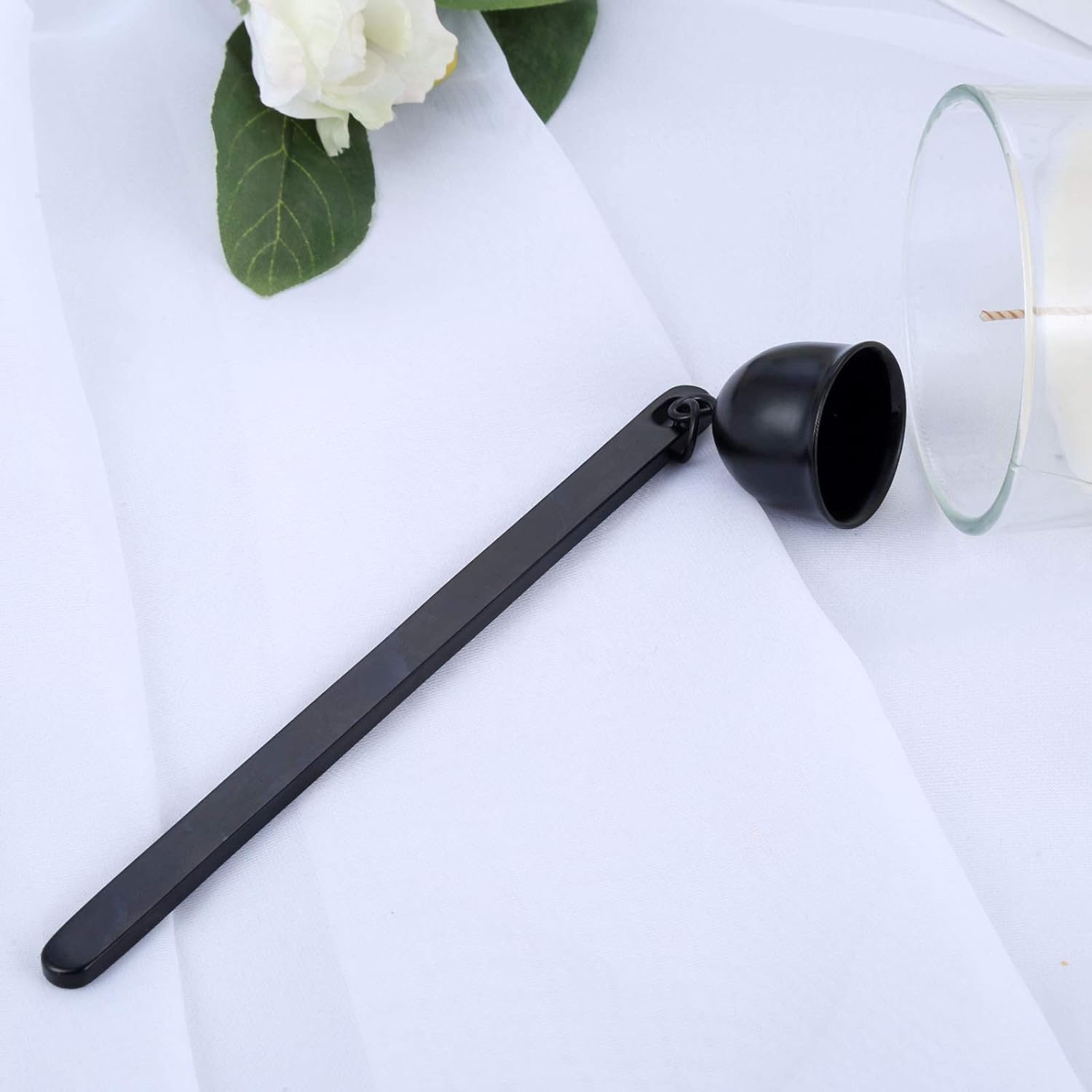 MUXSAM Candle Extinguisher Snuffer - Bell Shaped Stainless Steel Wick Flame Snuffer Black