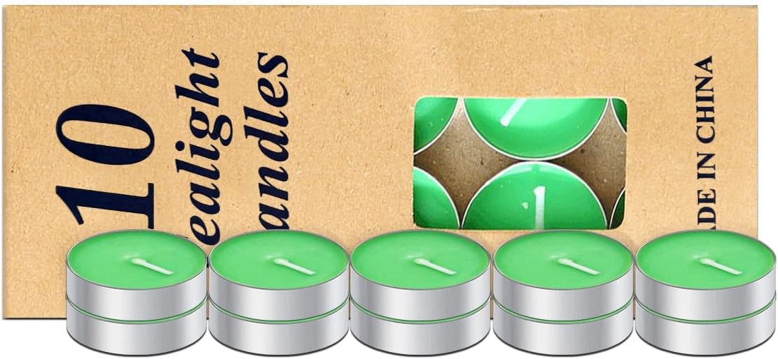 10 Pack Tea Light Candles with 15-2 Hour Burn Time