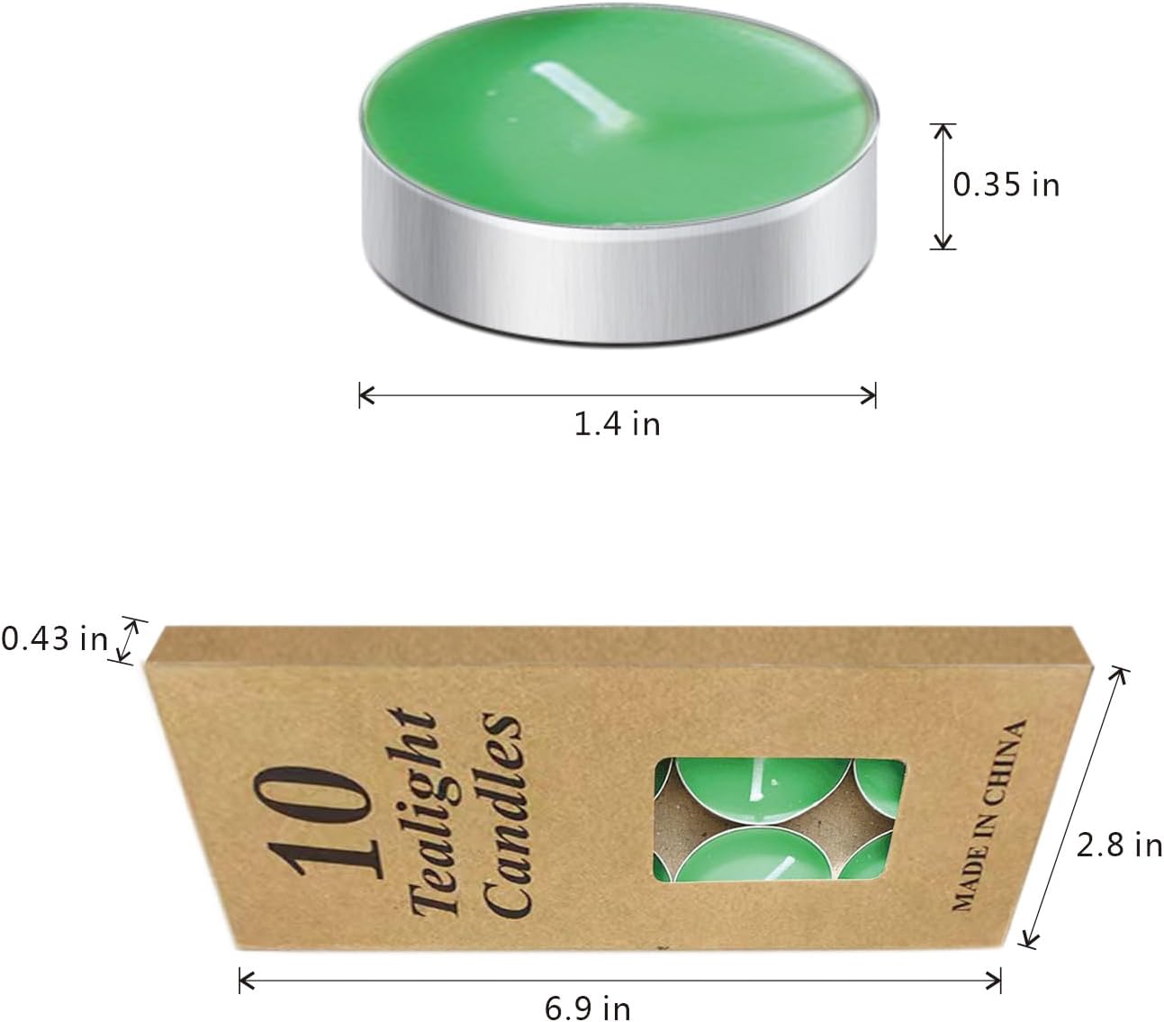 10 Pack Tea Light Candles with 15-2 Hour Burn Time