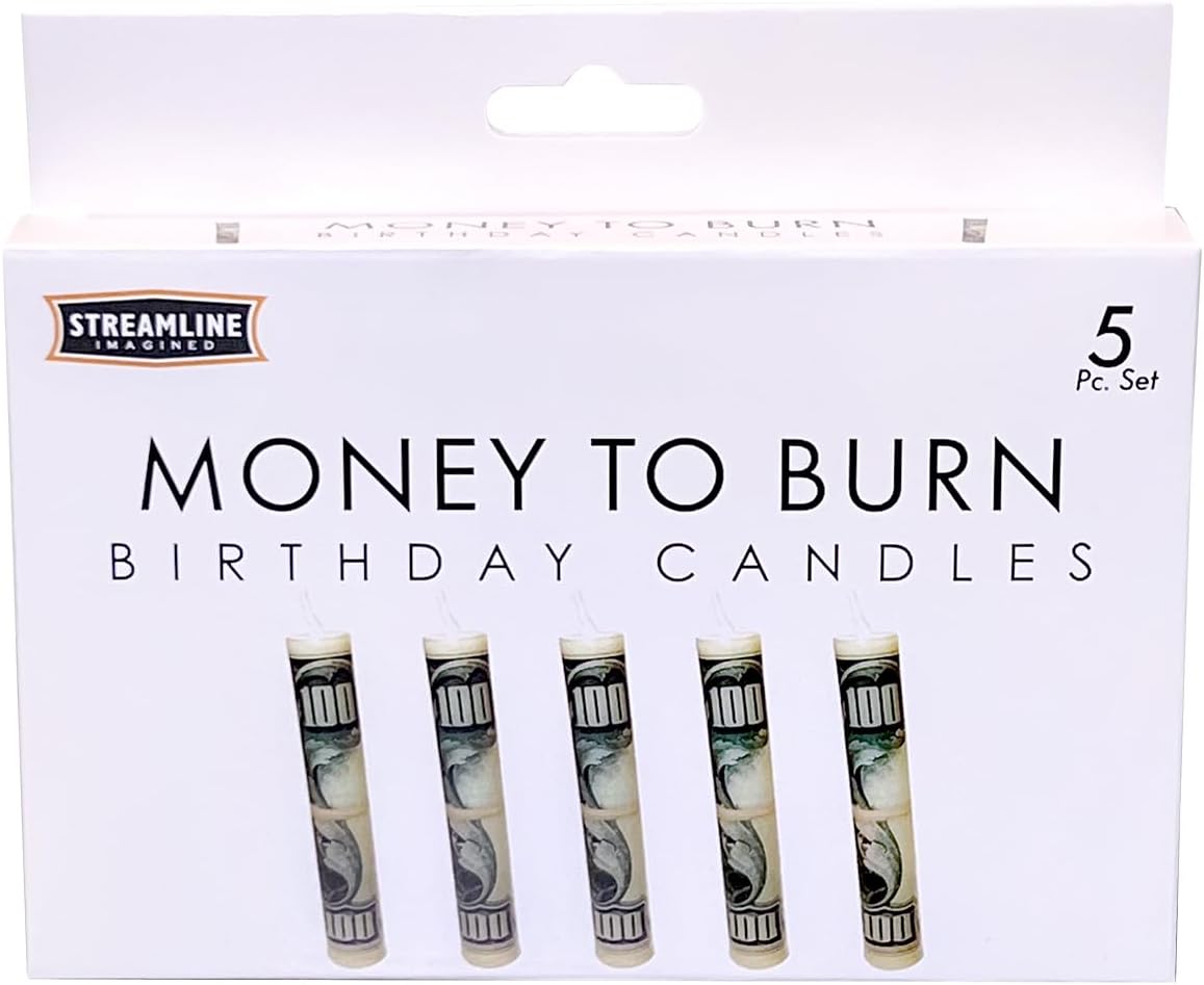 Money Shaped Birthday Candles - 5 Pack Set
