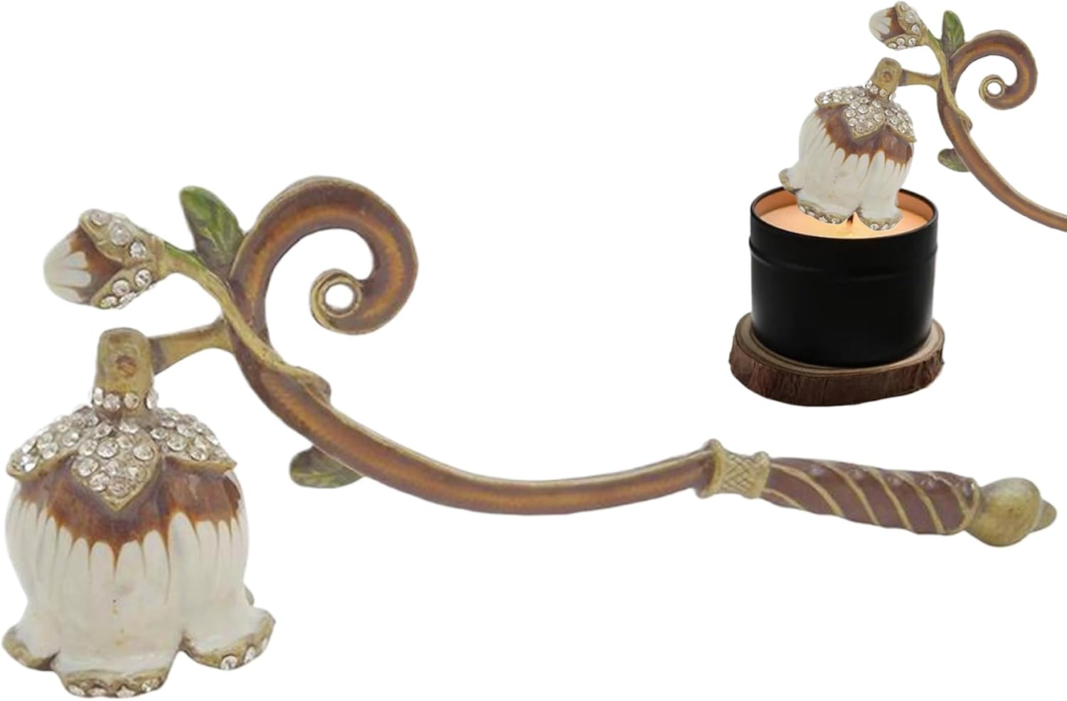 Elegant Lily of the Valley Candle Snuffer with Long Handle